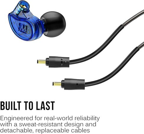 ام اي اي اوديو سماعات اذن M6 برو للموسيقيين، موديل الجيل الثاني مع صوت مطور، خطافات اذن بسلك ذاكرة وكيبلات قابلة للاستبدال، سماعات اذن احترافية عازلة للضوضاء، تتضمن سلكين (اسود) in Kuwait