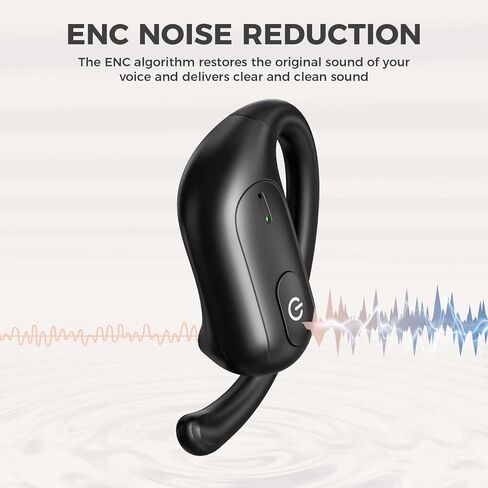 سماعات أذن بلوتوث مفتوحة من fojep، سماعات أذن لاسلكية مع ميكروفون لإلغاء الضوضاء، سماعات أذن مفتوحة للتحكم باللمس لمدة 52 ساعة، صوت ممتاز، شاشة LED، مقاومة للتعرق IPX5 للجري وركوب الدراجات والقيادة in Kuwait