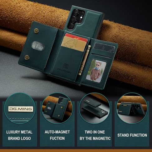 حافظة ZCDAYE لهاتف Samsung Galaxy S23 Ultra مع حامل، حافظة محفظة جلدية قابلة للفصل 2-1 مع فتحات لحامل البطاقات وغطاء هاتف واقٍ للرجال لهاتف Samsung S23 Ultra (6.8 بوصة) - أسود in Kuwait
