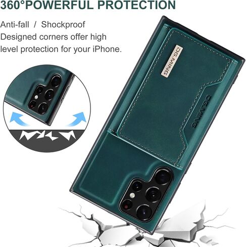 حافظة ZCDAYE لهاتف Samsung Galaxy S23 Ultra مع حامل، حافظة محفظة جلدية قابلة للفصل 2-1 مع فتحات لحامل البطاقات وغطاء هاتف واقٍ للرجال لهاتف Samsung S23 Ultra (6.8 بوصة) - أسود in Kuwait