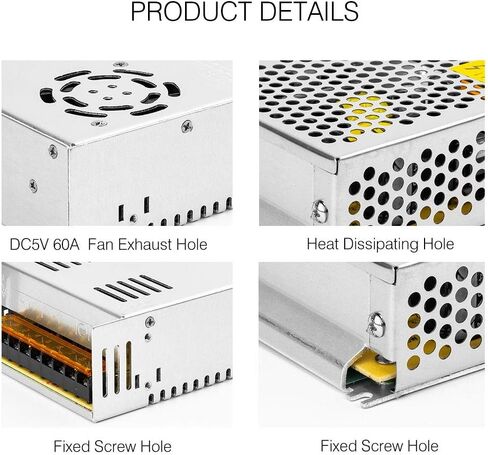 BTF-LIGHTING AC100-240V إلى DC5V60A Max300W Suit DC5V1A~DC5V60A جهاز تحويل التيار الكهربائي محول محول الطاقة لشريط LED/سلسلة/مصفوفة LED، كاميرا CCTV، نظام الأمان، الراديو، القطط in Saudi Arabia