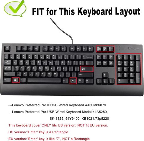 Keyboard Cover for Lenovo Preferred Pro/Preferred Pro II for 4X30M86879, 41A5289, SK-8813/8817/8820/8825/8827, 73p5220, ku-0225, 54Y9400, KB1021/1468, ekb-425a US Keyboard Skin-HotBlue in Saudi Arabia