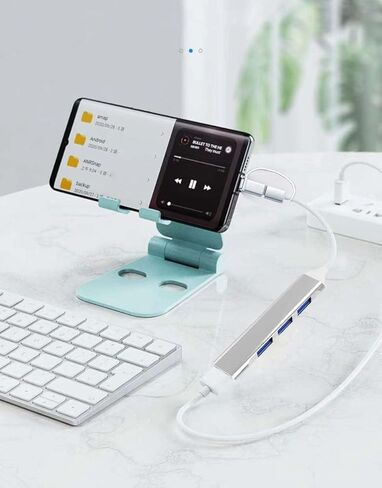 USB C إلى USB Hub 4 منافذ، Siawclub USB 3.0 Hub مع محول من النوع C إلى USB، Thunderbolt 3 إلى USB Hub متوافق مع Thunderbolt 4 MacBook Pro، Pad Pro، Mac، Surface، فضي in Kuwait