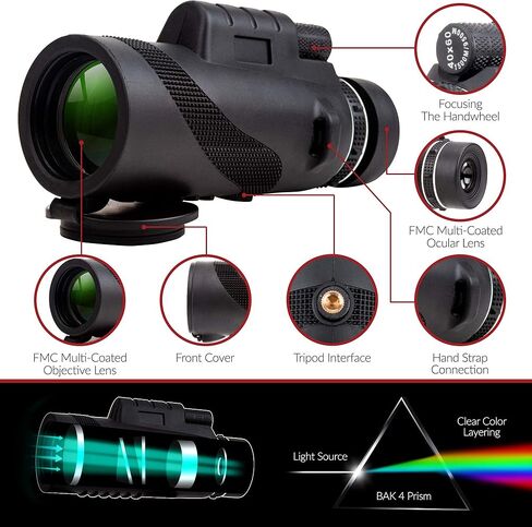 Upgraded Monocular by Strong Impact, Monocular Compact Scope, High Power Telescope, Zoom Monocular for Adults. 12x Magnification Zoom Lens Telescope, High Definition with Multi-Coated Lens in Kuwait