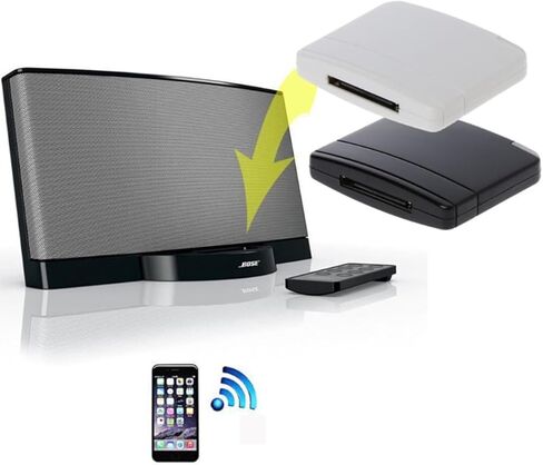 30 Pin Bluetooth Receiver Adapter for iPod iPhone iPad Speaker Dock Bluetooth A2DP Music Audio Receiver 30 Pin Compatible Bose iPod SoundDock (White) in Kuwait