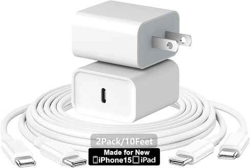 شاحن iPhone 15 [معتمد من MFi]، شاحن حائط سريع 20 وات USB-C مع كابل USB C إلى C بطول 10 أقدام، شحن لهاتف iPhone 15 Pro/Pro Max/Plus، iPad Pro 12.9/11.9 بوصة، Mini 6، iPad Air 5/ 4، آيباد العاشر in Kuwait