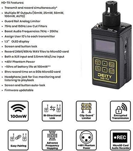 ميكروفونات رقمية لاسلكية من شركة ديتي كونِّكت - جهاز استقبال مزدوج القناة 2.4 جيجا هرتز + جهاز إرسال، شاشات عرض ضوء النهار أو ليد مشفرة 24 بت / 48 كيلو هرتز in Kuwait