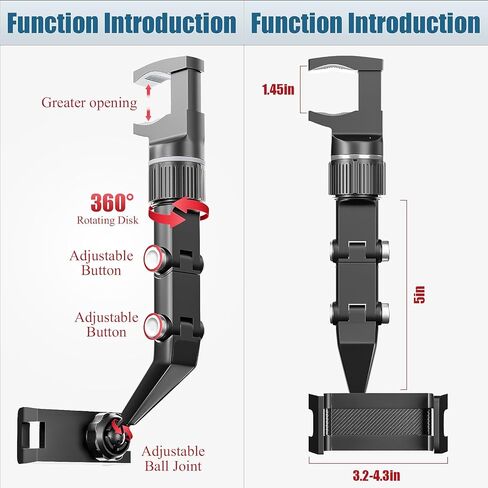 Rear View Mirror Phone Holder, 2023 Rotatable and Retractable Car Phone Holder, Universal Car Phone Holder Mount, Cell Phone Holder Car Fit for iPhone 11 12 13 14 Pro Max Samsung All Phone SXhyfMPH1.0 in Kuwait