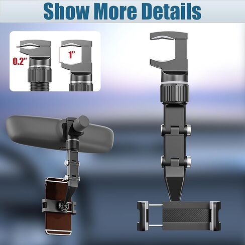 Rear View Mirror Phone Holder, 2023 Rotatable and Retractable Car Phone Holder, Universal Car Phone Holder Mount, Cell Phone Holder Car Fit for iPhone 11 12 13 14 Pro Max Samsung All Phone SXhyfMPH1.0 in Kuwait