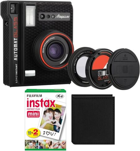 لوموجرافي مجموعة كاميرا فورية من الزجاج الاوتوماتيكية من لومو (اصدار ماجلان) مع حزمة فيلم انستاكس ميني (20 عرض) وألبوم (3 عناصر) in Kuwait