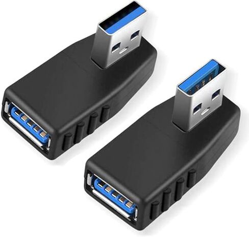 EasyULT USB 3.0 Adapters [2-Pieces], 90 Degree Right Angle Male to Female USB 3.0 Adapter (Included Left and Right Angle Adapter) in Kuwait