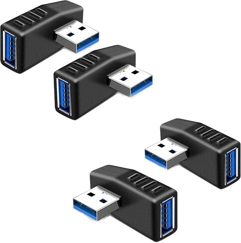 EasyULT USB 3.0 Adapters [2-Pieces], 90 Degree Right Angle Male to Female USB 3.0 Adapter (Included Left and Right Angle Adapter) in Kuwait