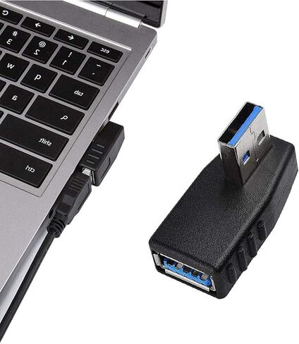 EasyULT USB 3.0 Adapters [2-Pieces], 90 Degree Right Angle Male to Female USB 3.0 Adapter (Included Left and Right Angle Adapter) in Kuwait