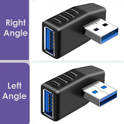 EasyULT USB 3.0 Adapters [2-Pieces], 90 Degree Right Angle Male to Female USB 3.0 Adapter (Included Left and Right Angle Adapter) in Kuwait