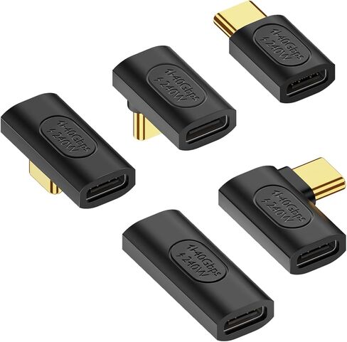 محول Jadebones USB C (5 حزم)، محول USB نوع C عمودي وأفقي 90 درجة ذكر إلى أنثى، موصل موسع USB C أنثى إلى أنثى لسطح البخار، التبديل، ماك بوك، الكمبيوتر المحمول، الكمبيوتر اللوحي، الهاتف in Kuwait