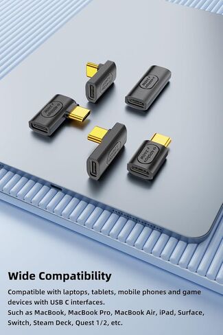 محول Jadebones USB C (5 حزم)، محول USB نوع C عمودي وأفقي 90 درجة ذكر إلى أنثى، موصل موسع USB C أنثى إلى أنثى لسطح البخار، التبديل، ماك بوك، الكمبيوتر المحمول، الكمبيوتر اللوحي، الهاتف in Kuwait