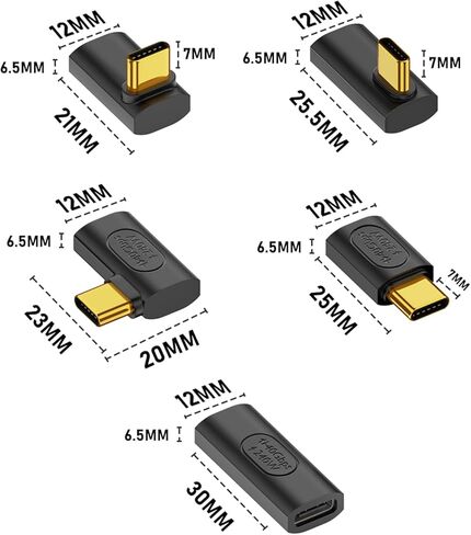 محول Jadebones USB C (5 حزم)، محول USB نوع C عمودي وأفقي 90 درجة ذكر إلى أنثى، موصل موسع USB C أنثى إلى أنثى لسطح البخار، التبديل، ماك بوك، الكمبيوتر المحمول، الكمبيوتر اللوحي، الهاتف in Kuwait