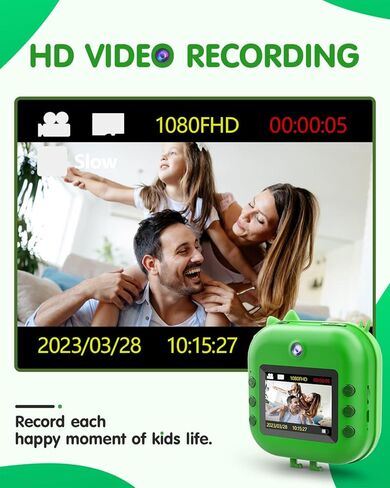طباعة فورية لكاميرا الأطفال من Kizeefun: كاميرا للأطفال مزودة بكاميرا أمامية وخلفية لالتقاط صور سيلفي وتسجيل فيديو تتضمن بطاقة SD سعة 32 جيجابايت in Kuwait