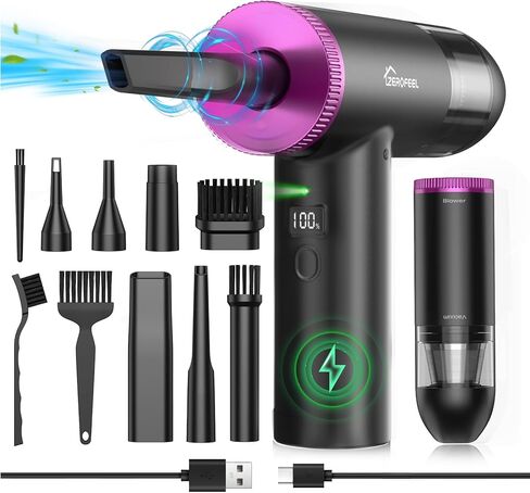 ZEROFEEL Compressed-Air-Duster-Keyboard-Cleaner- 110000RPM Electric Air Duster Vacuum Cleaner 2 in 1- No Canned Air Blower- Replaces Compressed Air Can for PC Computer BBQ Car with Power Display in Kuwait