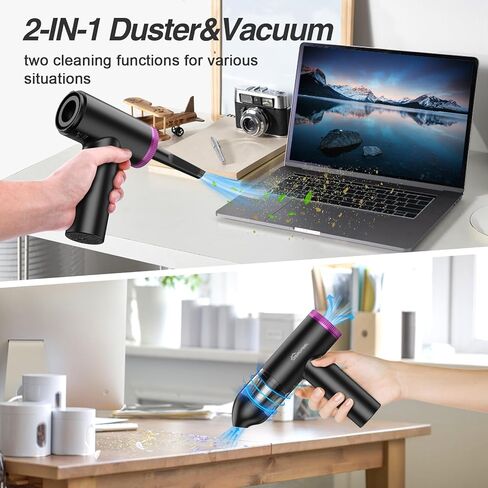 ZEROFEEL Compressed-Air-Duster-Keyboard-Cleaner- 110000RPM Electric Air Duster Vacuum Cleaner 2 in 1- No Canned Air Blower- Replaces Compressed Air Can for PC Computer BBQ Car with Power Display in Kuwait