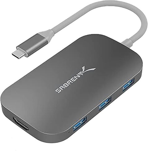 موزع USB من النوع C من SABRENT مع HDMI ومنفذين USB 3.0، [دعم توصيل الطاقة 4K و60 واط] (HB-U2HC) in Kuwait