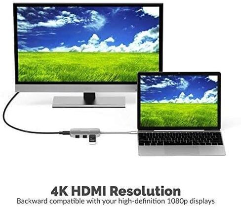 موزع USB من النوع C من SABRENT مع HDMI ومنفذين USB 3.0، [دعم توصيل الطاقة 4K و60 واط] (HB-U2HC) in Kuwait