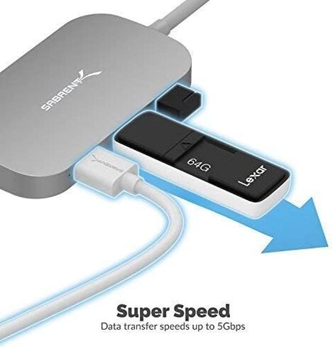 موزع USB من النوع C من SABRENT مع HDMI ومنفذين USB 3.0، [دعم توصيل الطاقة 4K و60 واط] (HB-U2HC) in Kuwait