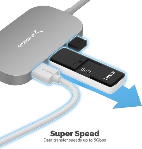 موزع USB من النوع C من SABRENT مع HDMI ومنفذين USB 3.0، [دعم توصيل الطاقة 4K و60 واط] (HB-U2HC) in Kuwait