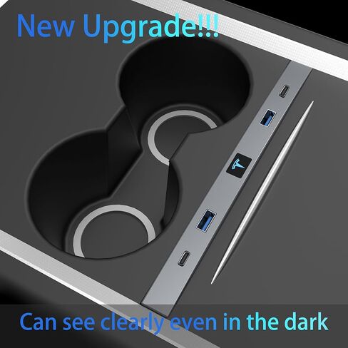 موزع USB نوع C من ووردما، متوافق مع وحدة التحكم المركزية تيسلا موديل Y/3 2021-2023، يدعم الشحن السريع بمنفذ USB ونوع C وبيانات USB in Kuwait