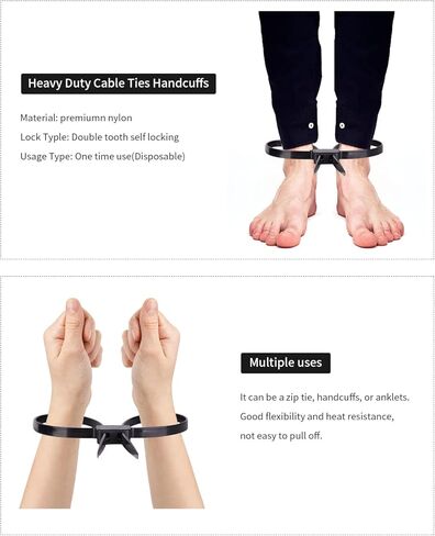 اصفاد مرنة من 10 قطع من اصفاد الشرطة لقوات انفاذ القانون، اساور يد متينة لتنظيم الحديقة مع اربطة كيبلات سوداء مقاومة للاشعة فوق البنفسجية والحرارة in Kuwait