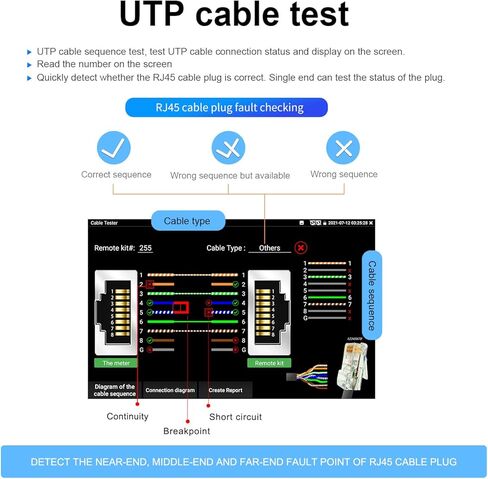 جهاز اختبار CCTV HD من WANLUTECH، جهاز اختبار كاميرا IP 7 بوصة تعمل باللمس بدقة 1920 × 1200 8 ميجابكسل CVI TVI AHD SDI CVBS جهاز اختبار الكاميرا يدعم RJ45 TDR POE 4K H.265(IPC-9800ADHS Plus) in Kuwait