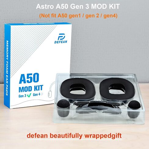 A50 Gen 3 Mod Kit - defean Replacement Earpads and Headband Compatible with Astro A50 Gen 3 Headset,Ear Cushions, Upgrade High-Density Noise Cancelling Foam, Added Thickness (Black Velour) in Saudi Arabia