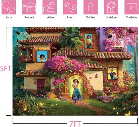 Magic House Backdrop,7x5FT Magical House Background Magic Movie Banner Party Decor Cartton Theme Birthday Party Backdrop Supplies for Girls in Saudi Arabia