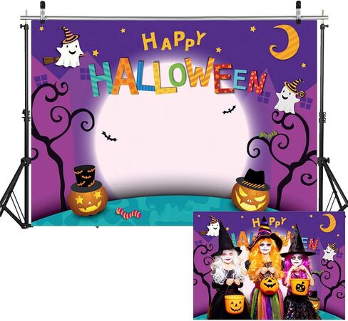 WOLADA 7x5FT Cartoon Halloween Photo Backdrop Pumpkin Moon Photography Backdrops Halloween Party Banner Trick or Treat Backdrop Halloween Decoration Kids Halloween Party Photography Backdrop 11131 in Kuwait