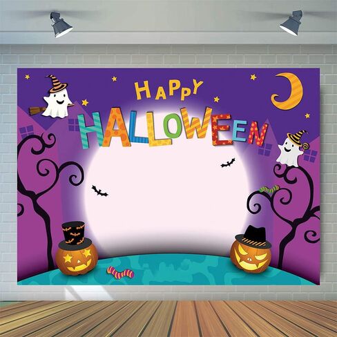 WOLADA 7x5FT Cartoon Halloween Photo Backdrop Pumpkin Moon Photography Backdrops Halloween Party Banner Trick or Treat Backdrop Halloween Decoration Kids Halloween Party Photography Backdrop 11131 in Kuwait