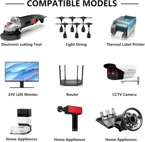 محول إمداد الطاقة 24 فولت 2.5 أمبير 60 وات مدرج في قائمة UL، سلك شاحن 24 فولت تيار مستمر مع قابس تيار مستمر 5.5 × 2.5 مم لشريط صوت Vizio، وشرائط LED، وأداة القطع الإلكترونية Silhouette Cameo، وطابعة كاتب الملصقات، وكاميرا CCTV in Kuwait
