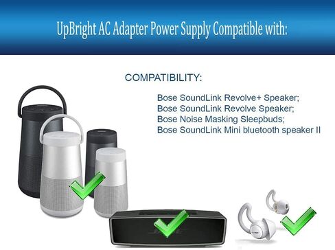 شاحن PowerHOOD UL متوافق مع Bose SoundLink Mini II &SoundLink Revolve شاحن مكبر صوت بلوتوث ومحول حائط لسماعات النوم المخفي للضوضاء 776716-0010، Phihong PSA05F-050QALD-H in Kuwait