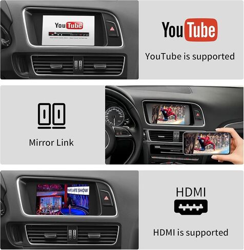 Road Top Wireless Carplay Android Auto Retrofit Kit for Audi A4 A5 S4 S5 RS4 RS5 Q5 2008-2015 with 3GMMI Factory Screen Update, Support Mirrorlink, Siri, Original Control, Camera in Saudi Arabia