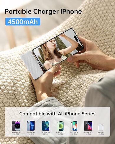 شاحن الهاتف المحمول Kuulaa شاحن محمول iPhone 4500mAh بنك طاقة صغير لهاتف iPhone لطيف حزمة بطارية احتياطية شاحن السفر متوافق مع iPhone 14/13/12/11/XS/XR/Airpods (وردي) in Saudi Arabia