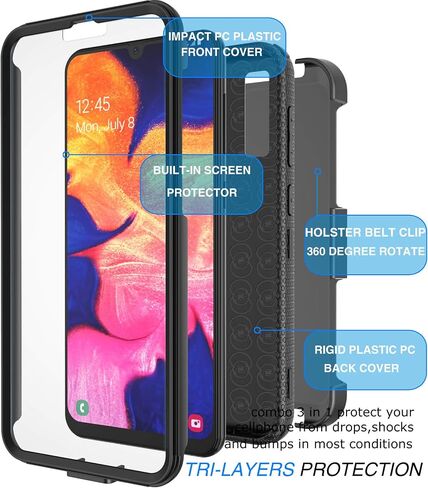 حافظة Galaxy A50/A20/A30، مشبك حافظة A30S/A50S، Tekcoo [Tshell] ممتص للصدمات [شاشة مدمجة] غطاء هاتف بحزام دوار آمن لحمل كامل الجسم لهاتف Samsung A20/A30/A50/A50S/A30S [رمادي] in Saudi Arabia