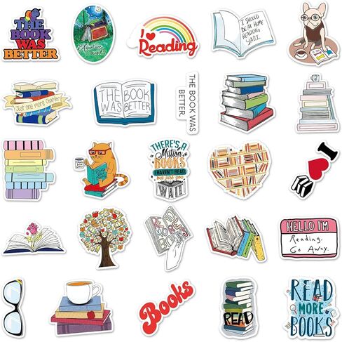 50 قطعة من ملصقات القراءة، ملحقات ملصقات المكتبة للملصقات المقاومة للماء للمراهقين، ملصقات الفينيل العصرية لأجهزة الكمبيوتر المحمولة الخاصة بزجاجات المياه in Kuwait