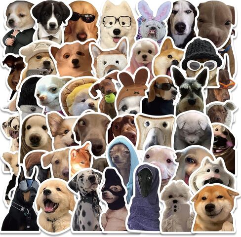 50 قطعة من ملصقات الحيوانات المضحكة الكلاب ميمي للابتوب وزجاجة المياه، ملصقات جرافيتي فينيل مقاومة للماء للامتعة والجيتار والجوال، هدية للبالغين والمراهقين in Kuwait