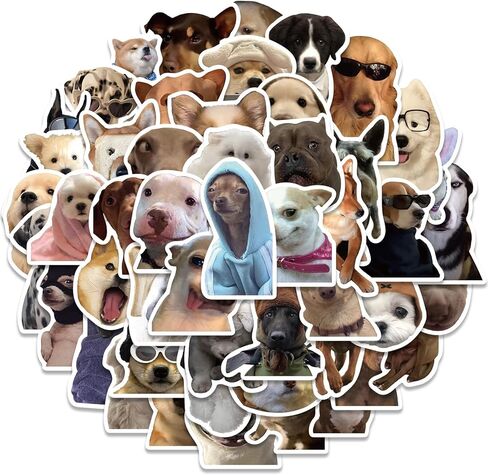 50 قطعة من ملصقات الحيوانات المضحكة الكلاب ميمي للابتوب وزجاجة المياه، ملصقات جرافيتي فينيل مقاومة للماء للامتعة والجيتار والجوال، هدية للبالغين والمراهقين in Kuwait