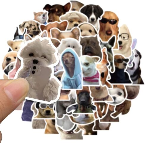 50 قطعة من ملصقات الحيوانات المضحكة الكلاب ميمي للابتوب وزجاجة المياه، ملصقات جرافيتي فينيل مقاومة للماء للامتعة والجيتار والجوال، هدية للبالغين والمراهقين in Kuwait