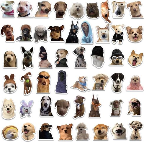 50 قطعة من ملصقات الحيوانات المضحكة الكلاب ميمي للابتوب وزجاجة المياه، ملصقات جرافيتي فينيل مقاومة للماء للامتعة والجيتار والجوال، هدية للبالغين والمراهقين in Kuwait