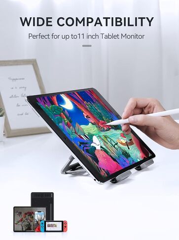 حامل حامل الكمبيوتر اللوحي Parblo قابل للتعديل، حامل شاشة محمول PR114 مع 6 زوايا عرض متوافقة مع iPad Mini، Air، Pro Series، iPhone، Kindles in Kuwait