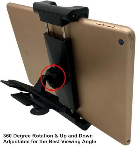 ضيفار حامل فتحة سي دي للتابلت، مشغل سي دي للسيارة والشاحنة، حامل الهاتف الذكي، حامل حامل للتابلت 5.5 انش - 13 انش، دوران قابل للتعديل 360 درجة، مشبك تابلت ثابت in Kuwait