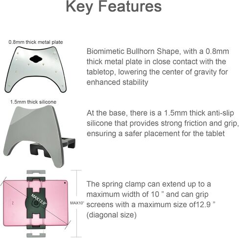 حامل تابلت VAUBORTTI للمكتب قابل للتعديل، حامل سطح iPad يدور بحرية، يناسب iPad Mini Pro مقاس 6.5 بوصة - 12.9 بوصة، ويتميز بمفصل كروي 17 مم in Kuwait