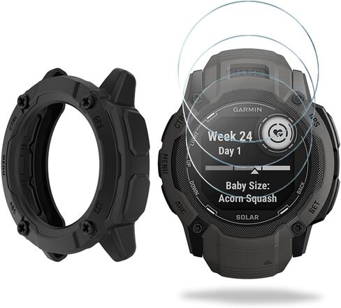 Watch Screen Protector (3+1Pack) Compatible for garmin instinct 2x Solar, Tempered Glass Film Anti-Scratch High Definition Full Coverage and Soft TPU Protective Case in Kuwait