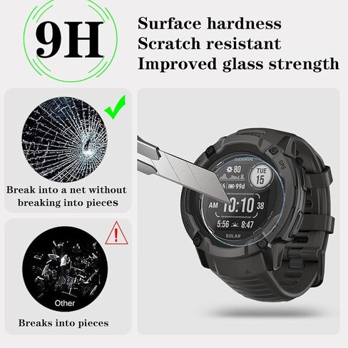 Watch Screen Protector (3+1Pack) Compatible for garmin instinct 2x Solar, Tempered Glass Film Anti-Scratch High Definition Full Coverage and Soft TPU Protective Case in Kuwait